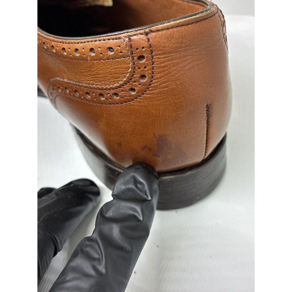 Barker tan leather derby brogue lace up shoes mens size 9.5 made in England